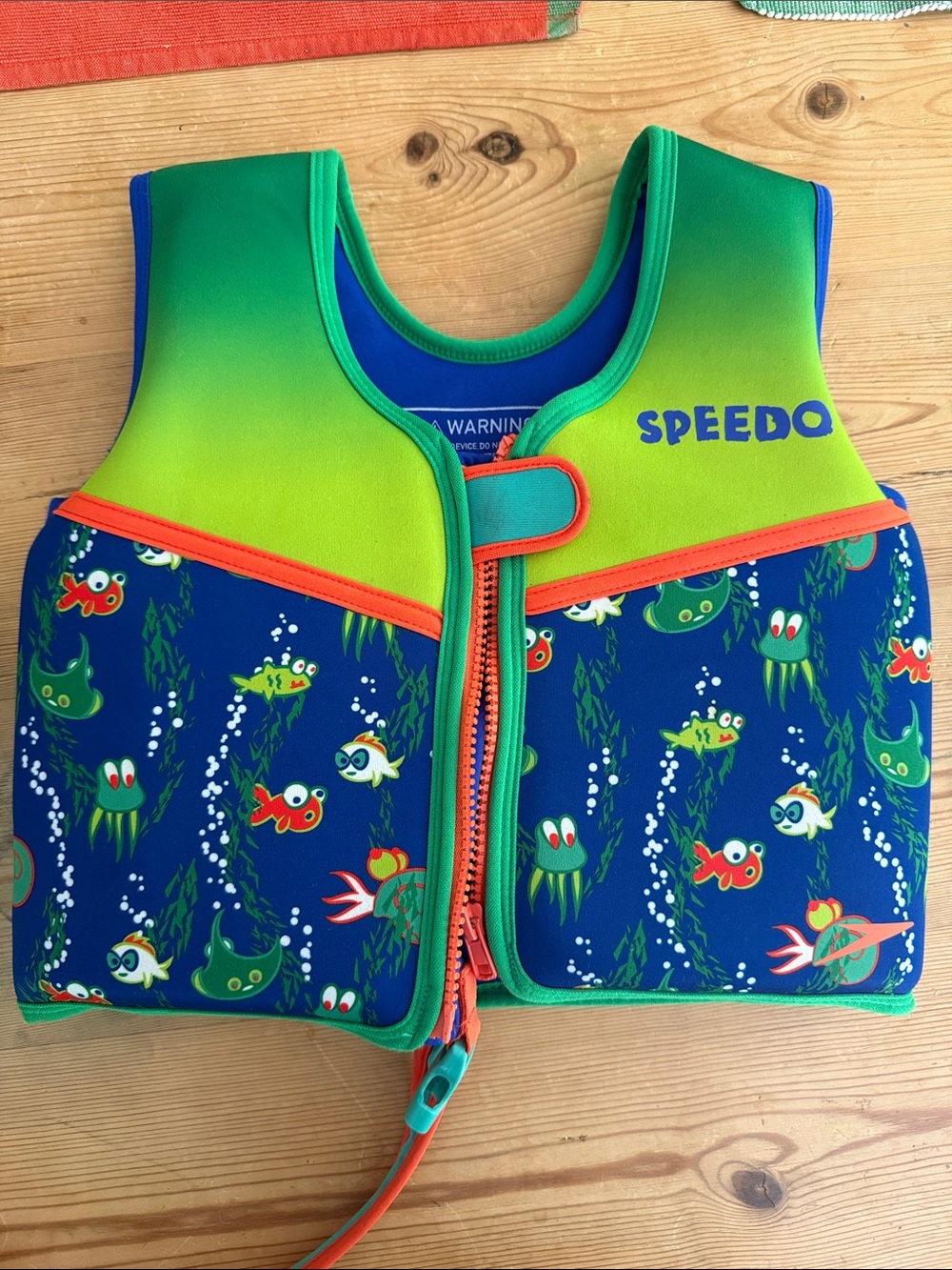 Speedo Kids Neon Green & Blue Fish Print Swim Vest